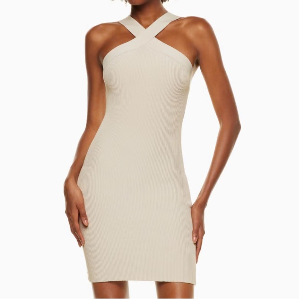 Aritzia BABATON ribbed beige dress size s